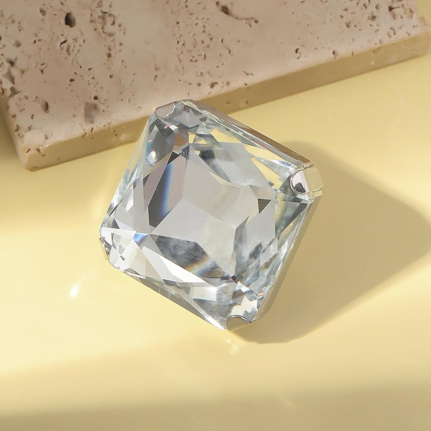 Chunky Crystal Glass Ring for Women Vintage Color Rhinestone Ring Statement Geometry Exaggerated Gemstone Rings Adjustable Fashion Wedding Brides Cocktail Prom Party Jewelry - Image 4