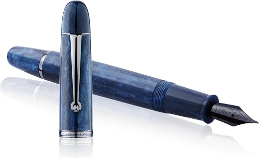 PENLUX Premium Fountain Ink Pen | 14K Gold Medium Nib | Piston Filling | Blue Masterpiece Grande Galaxy | Gift Box | Best ...