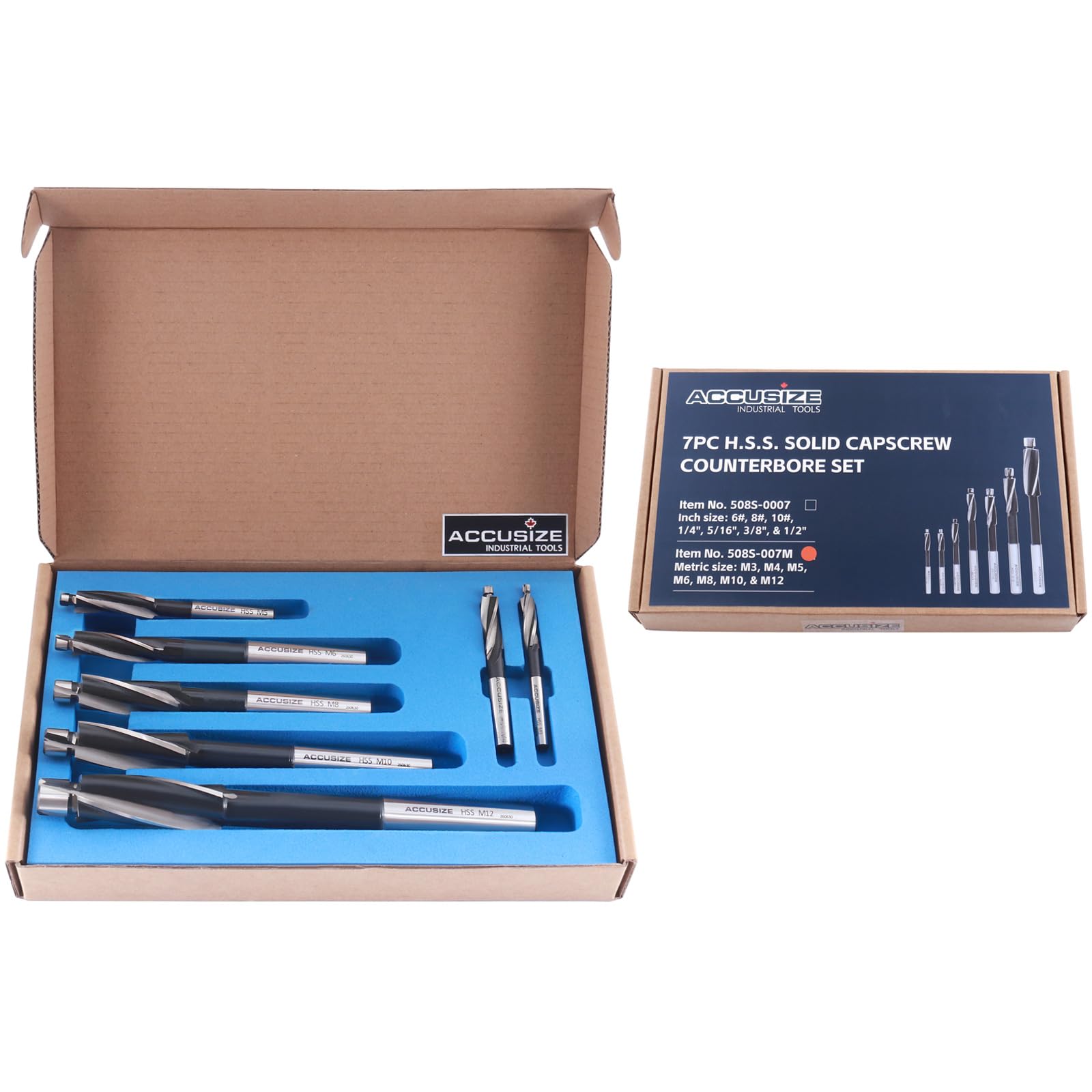 Accusize Industrial Tools HSS Cap Screw Counterbore Set Metric