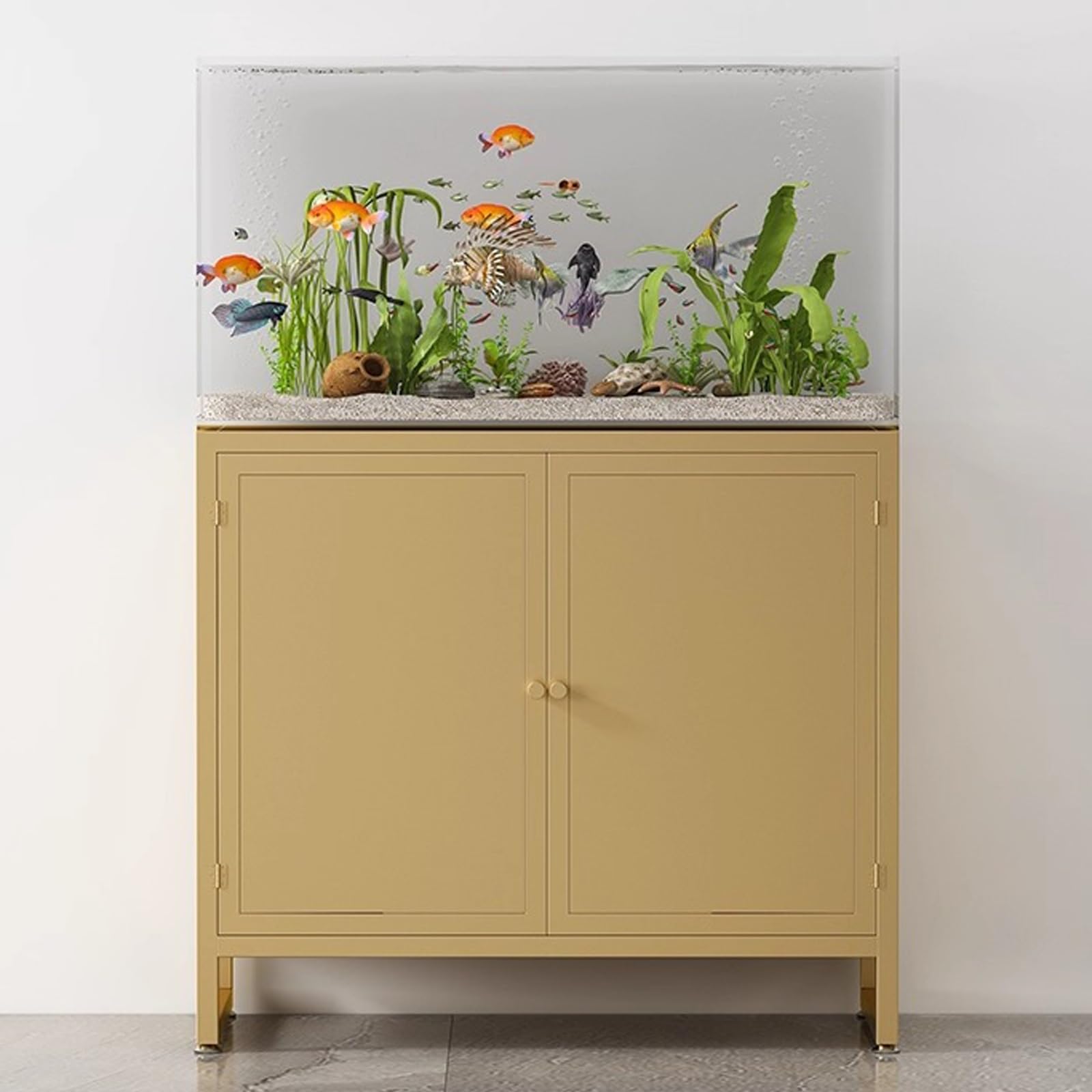 HBALDTEDC Aquarium Stand Metal Frame, Metal Aquarium Stand Compact Multicolor MultiSize Sturdy Base for Living,Reception,Offices(Gold,80x40cm/31.5x15.7in)