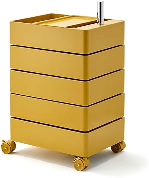 360 Rotating Side Table Movable Storage End Table Sofa Side Cabinet with 5 Tiers Shelves for Living Room Bedroom Sofa DormitoryGinger Yellow