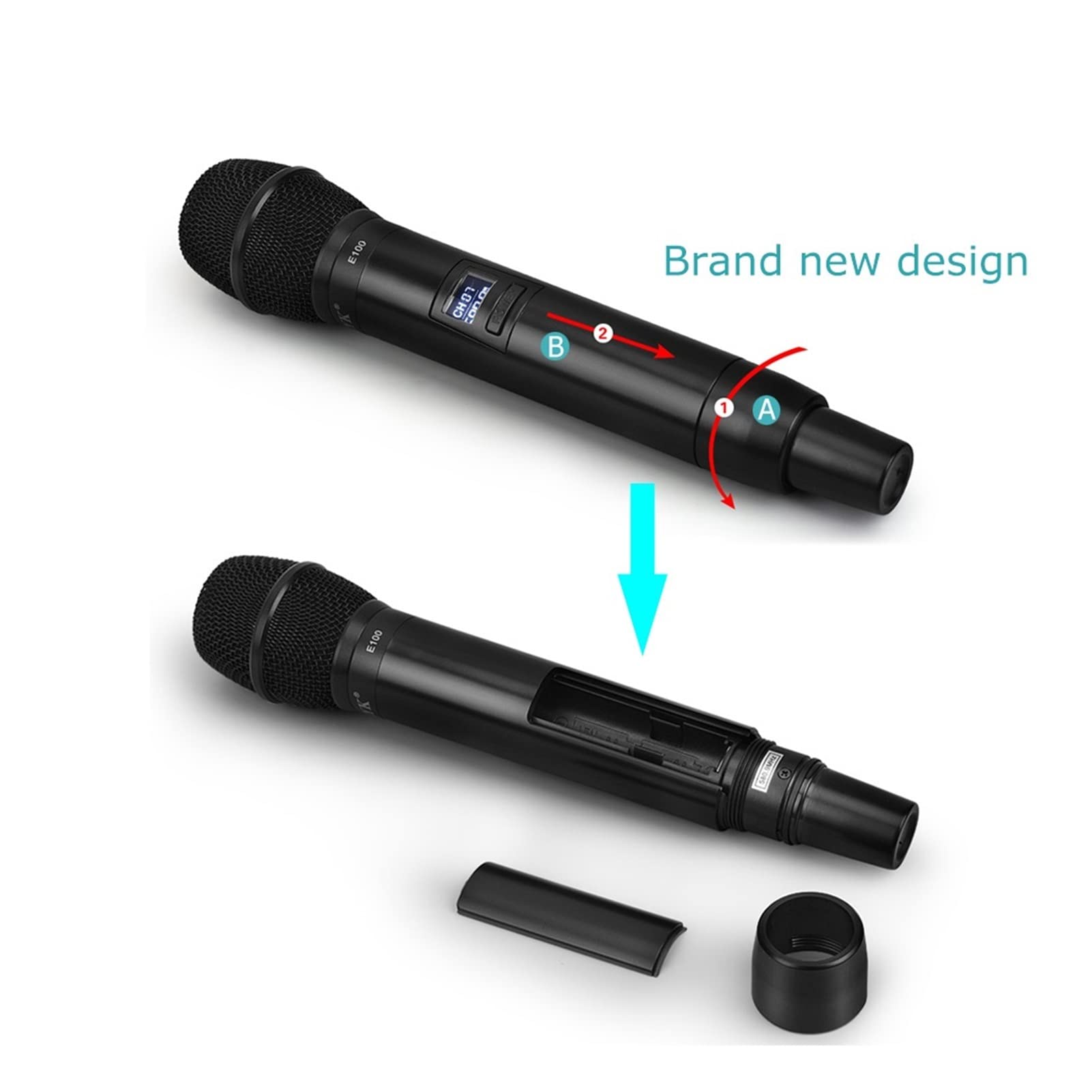 CLEIDE Mixer Audio, Dual Way Transmitter UHF Wireless Microphone with Handheld + Bodypack + Lapel + Headset Mic for Karaoke Church Youtube Facile da Usare e Controllare, Compatibile con PC