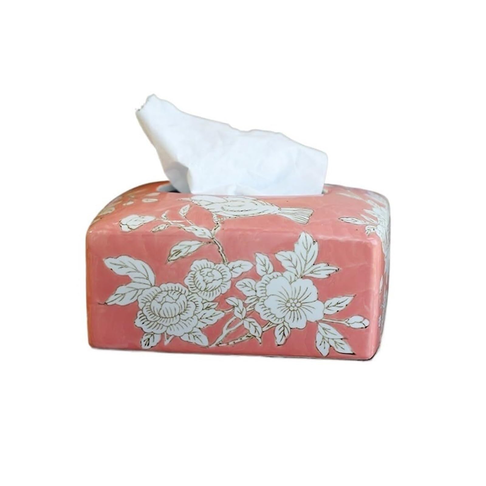 Tissue Dispenser Box Tissue Box Holder Chinese Style Ceramic Dispenser Suitable Apartment Must Haves(Red)