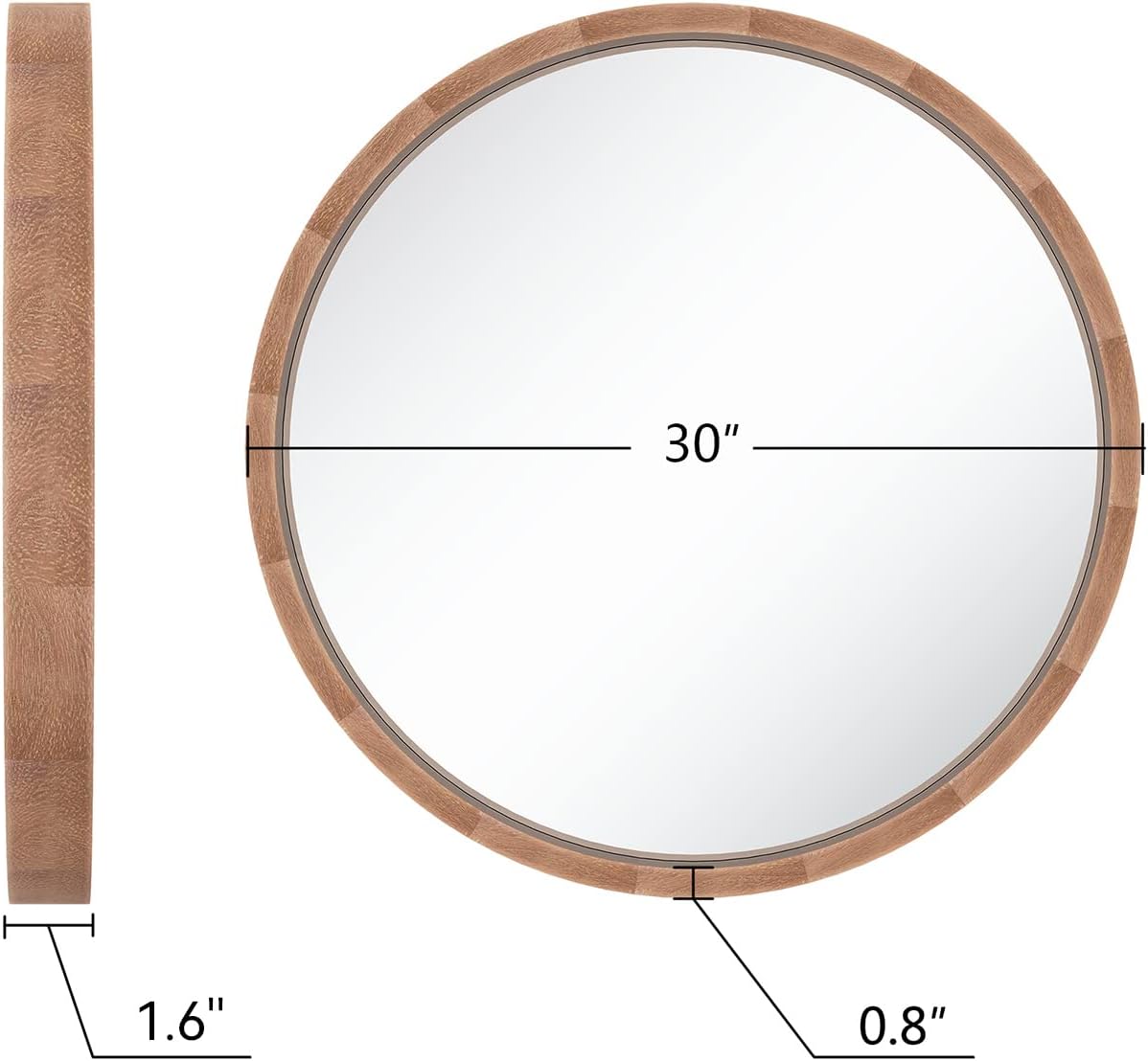 LYYYXGYP Round Wood Mirror 30 Inch Farmhouse Wall Mirror Wooden Framed Brown Circle Mirror for Bathroom Vanity Living Room Bedroom