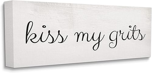 Stupell Industries Kiss My Grits Sassy Southern Slang Tipografía encantadora diseñada por Daphne Polselli - Lienzo decorativo para pared, 10 x 24