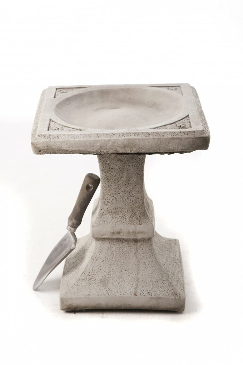 Discount Garden Statues Off White Imperial Classic Square Top Design Solid Stone Cast Bird Bath 35Kg By Dgs Statues