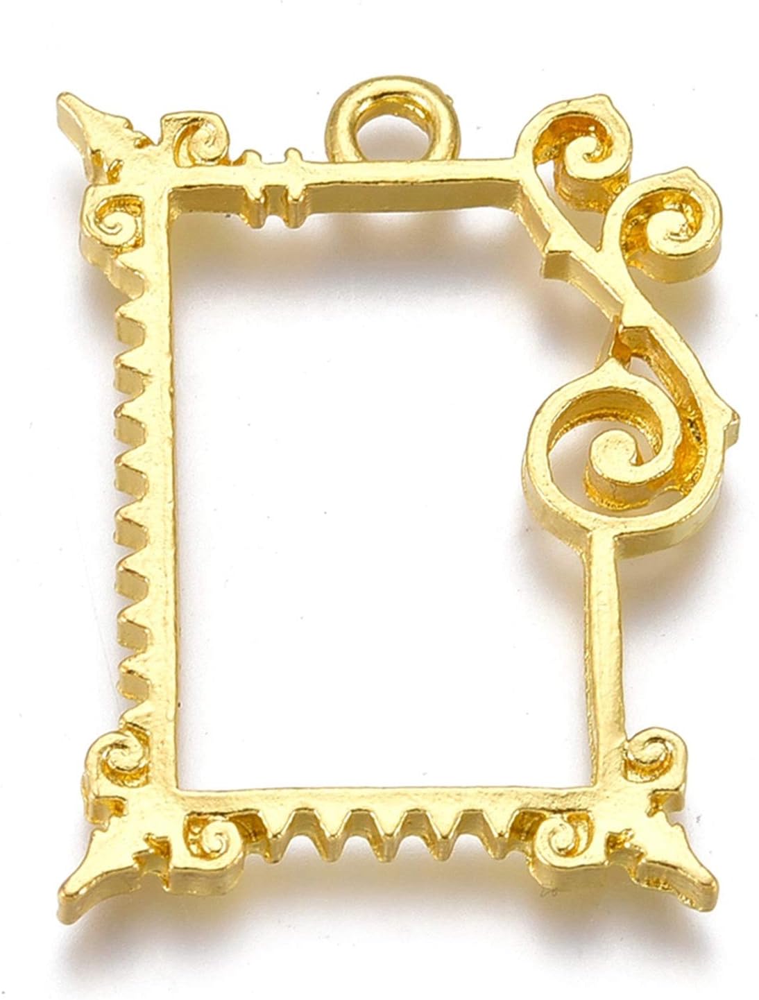 Craftdady Golden Open Back Bezel Pendants Blank Hollow Pressed Frame Charms for DIY Craft Resin Jewelry Pendants Making