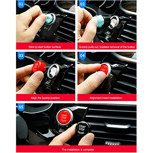 RuleaxAsi Tampa do botão do motor do carro compatível com chassi BMW F/G com argila pegajosa azul