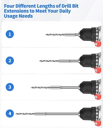 8 PCS Drill Bit Extension, 1/4 Hex Shank Magnetic Drill Extension Bit Holders, S2 Steel Impact Drill Bit Extender (2 Inch,3 Inch, 4 Inch, 6 Inch) for DIY, Automotive; Repair Work