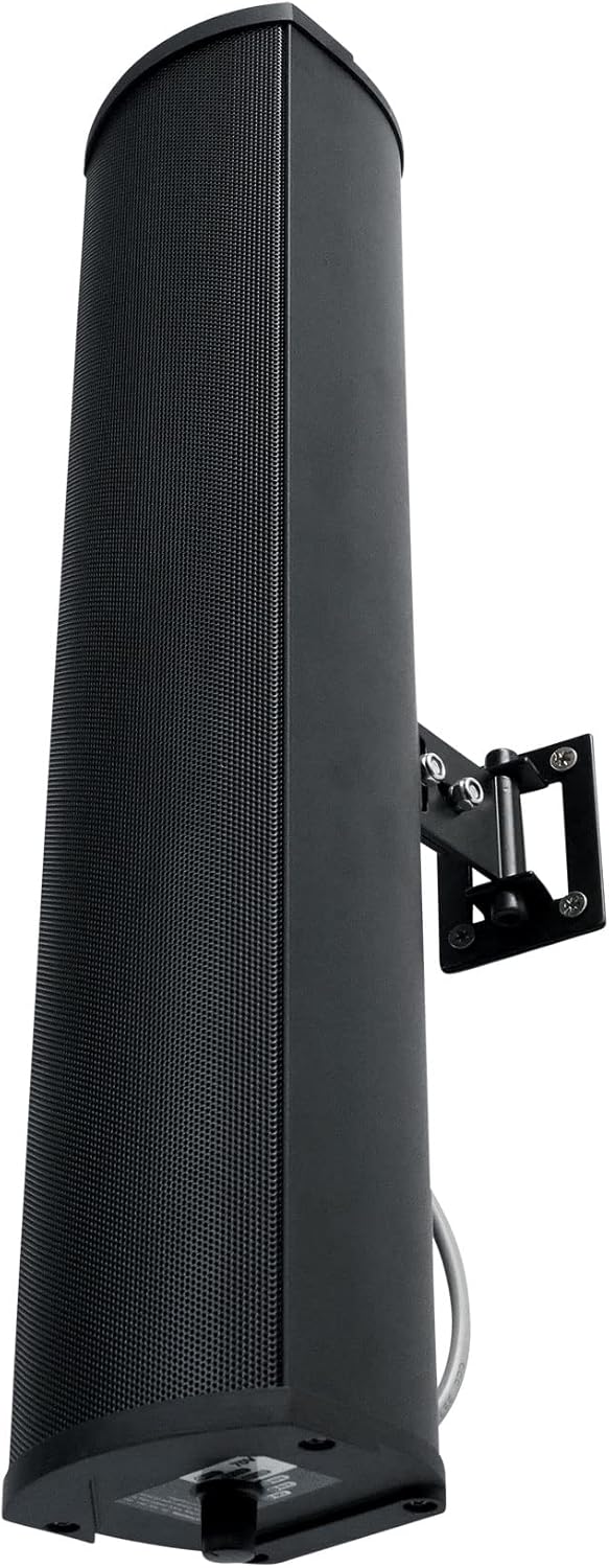 Rockville Wet Array 4 Black 70V 60W Commercial Wall Mount Swivel Column Speaker, 2-Way Line Array Design, IP55 Waterproof, Indoor/Outdoor Use for Restaurants, Churches, Auditoriums (4 Item)