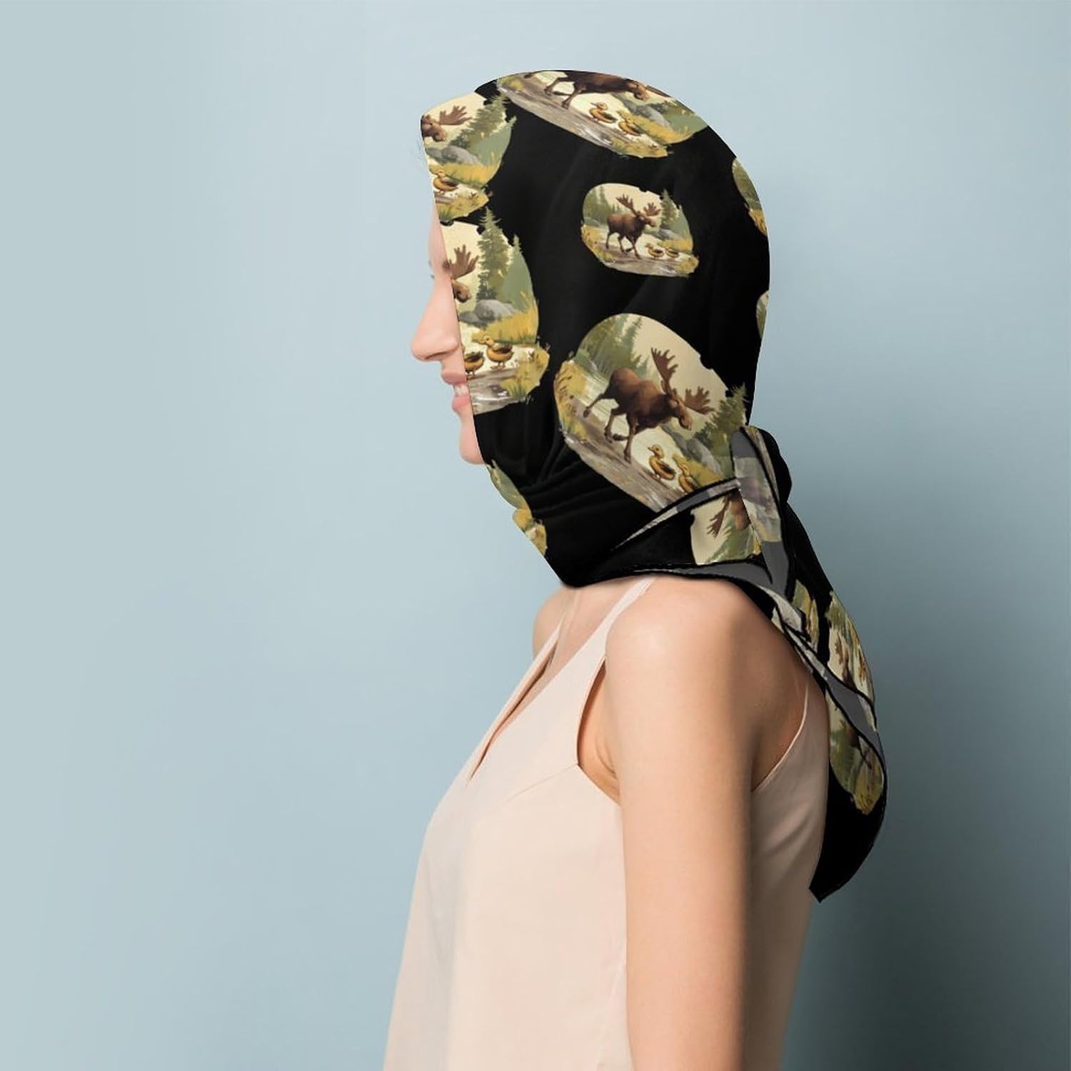 Duck Moose Bandana Fashion Head Scarf Square Silk Scarf Print Neck Hair Scarfs for Women Men Gifts