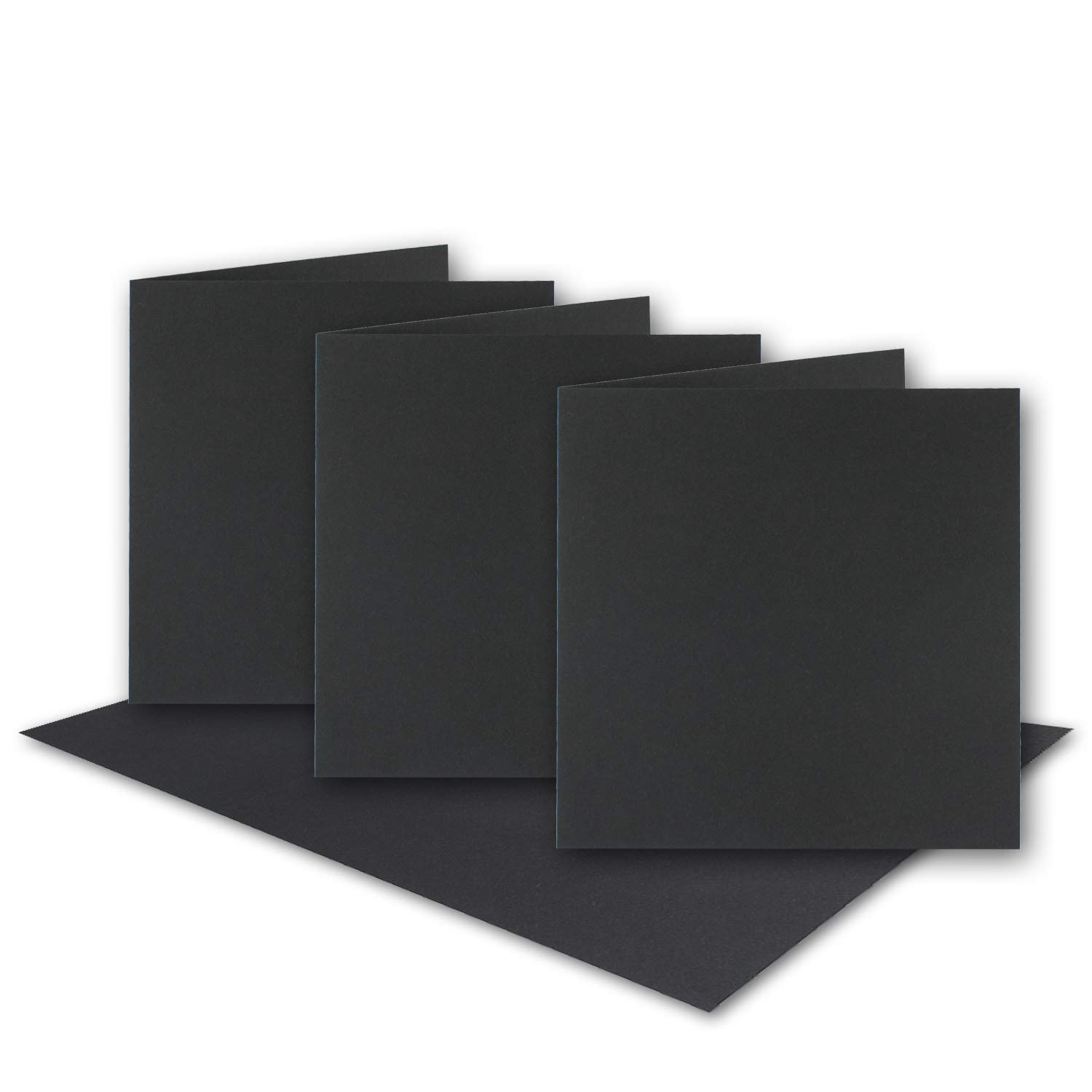 NEUSER PAPIER 25x black vintage kraft paper folding cards square, 150 x 150 mm, 15 x 15 cm