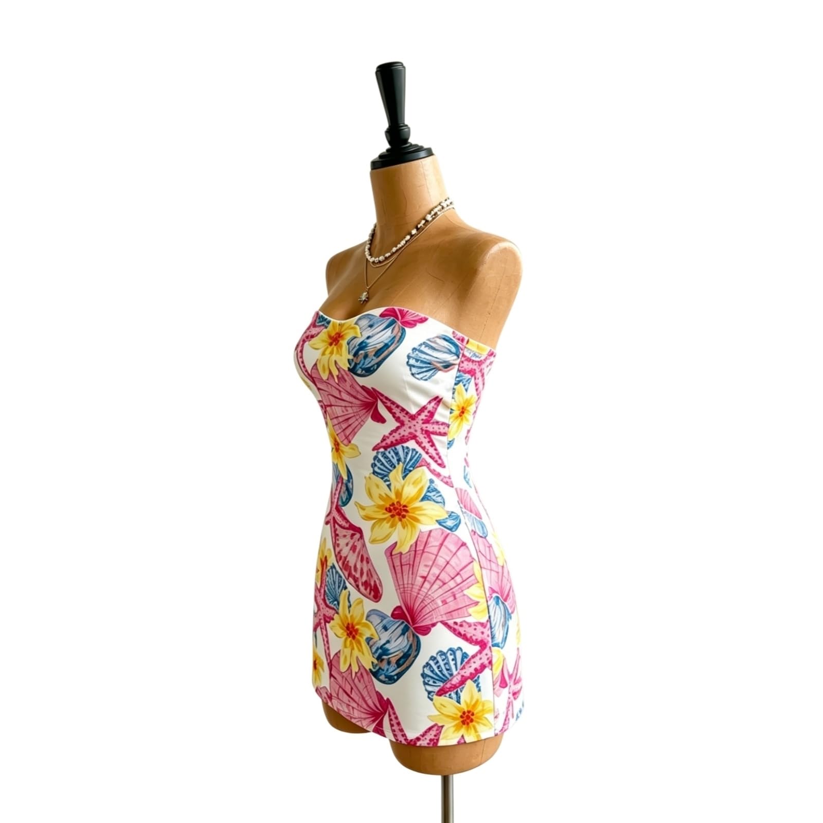 Vestito Donna Stampato Senza Cinturini Maxi Abito Estate Casual Vacanza Spiaggia Festa Abito-Multi-XS