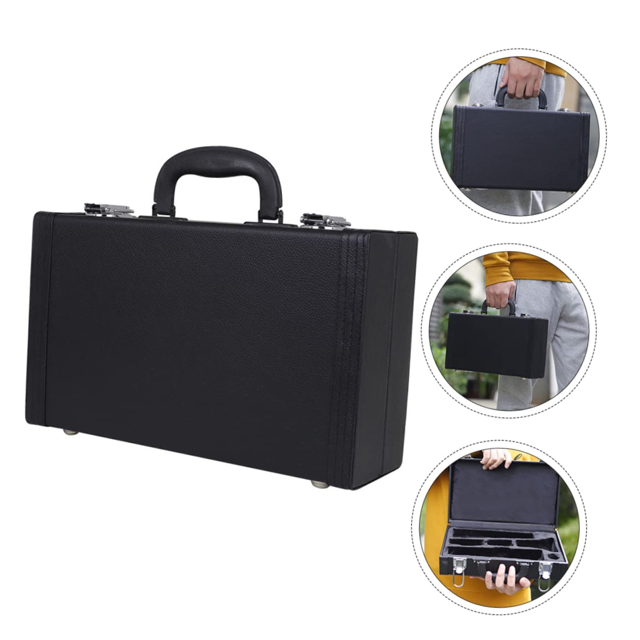 Yardwe Hard Shell Clarinet Case with Padded Lining Durable Leather Clarinet Carrying Box for Instrument Protection Lightweight Design with Comfortable Grip for Easy Transport