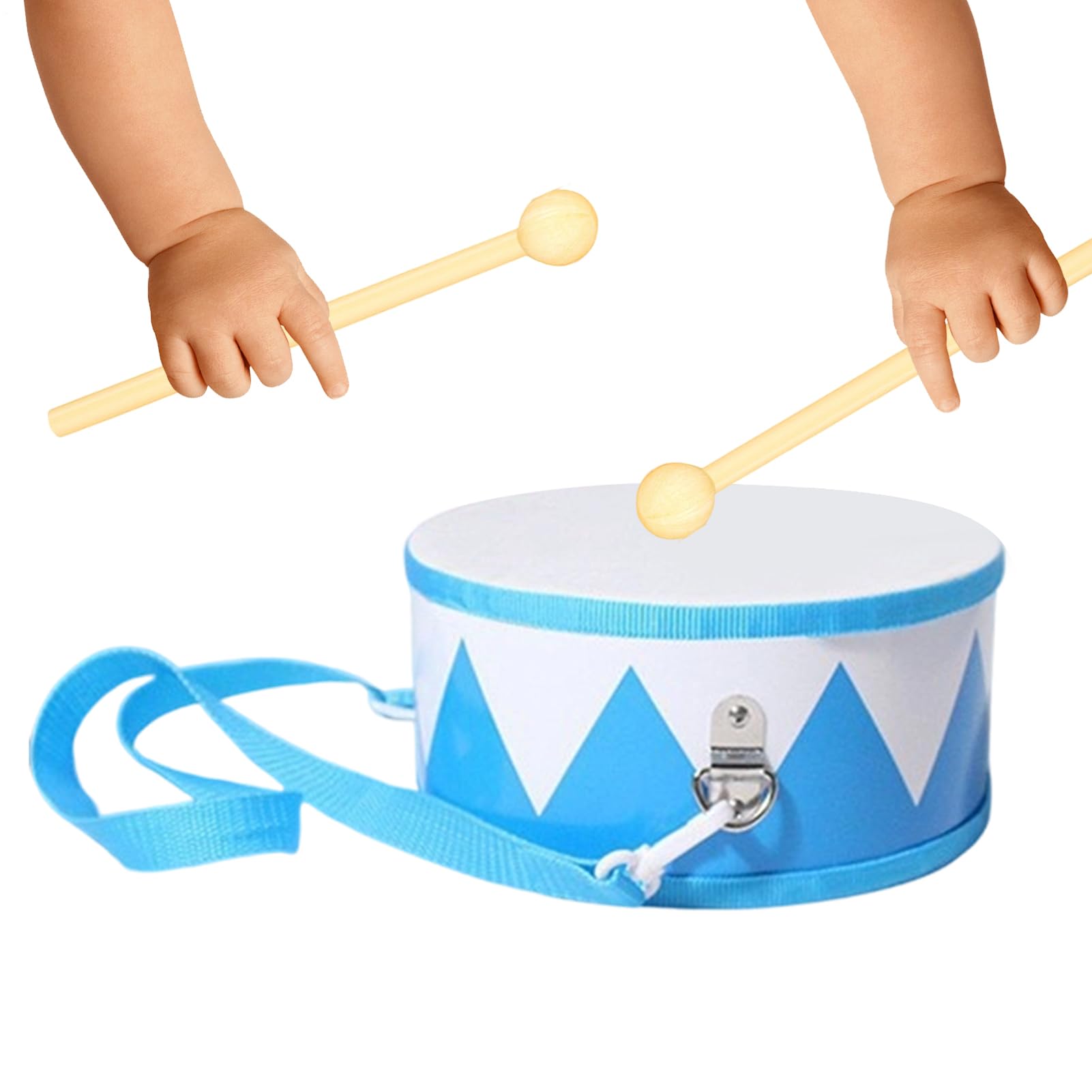 Tambor para niños, instrumento musical de madera con correa y palos, 15 cm, juego de tambor de madera, juguete ideal para niños a partir de 3 años, campana, bebés, aprendizaje educativo — view 10