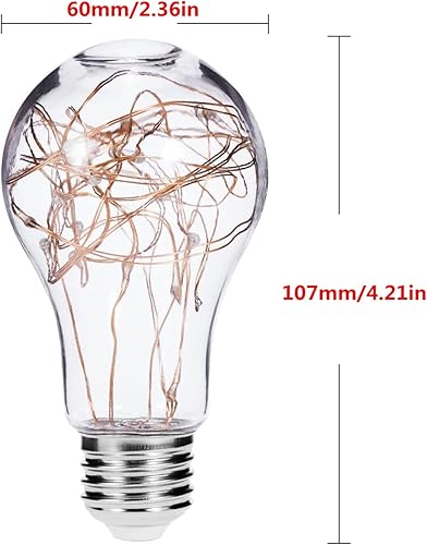 Miniatura 2 de Paquete de 4 bombillas LED de 1.2 W A60 E26 Edison bombillas LED de filamento bombillas decorativas flash estrellado luces decorativas de alambre