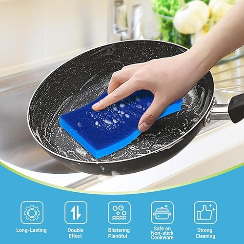 Miniatura 38 de AIDEA Esponjas antiarañazos, 12 unidades, esponja natural para utensilios de cocina antiadherentes, esponjas de cocina, esponja de celulosa