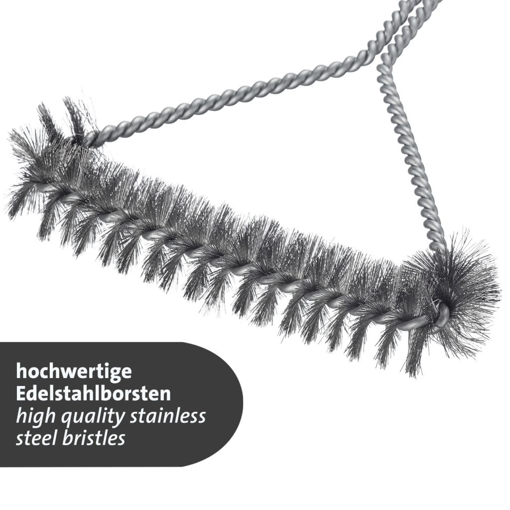 Westmark Szczotka do grilla 30 cm – krótki uchwyt, idealna do czyszczenia grilla, zarówno żeliwnego, jak i ze stali nierdzewnej, z praktyczną skórzaną pętelką – stal nierdzewna, PP