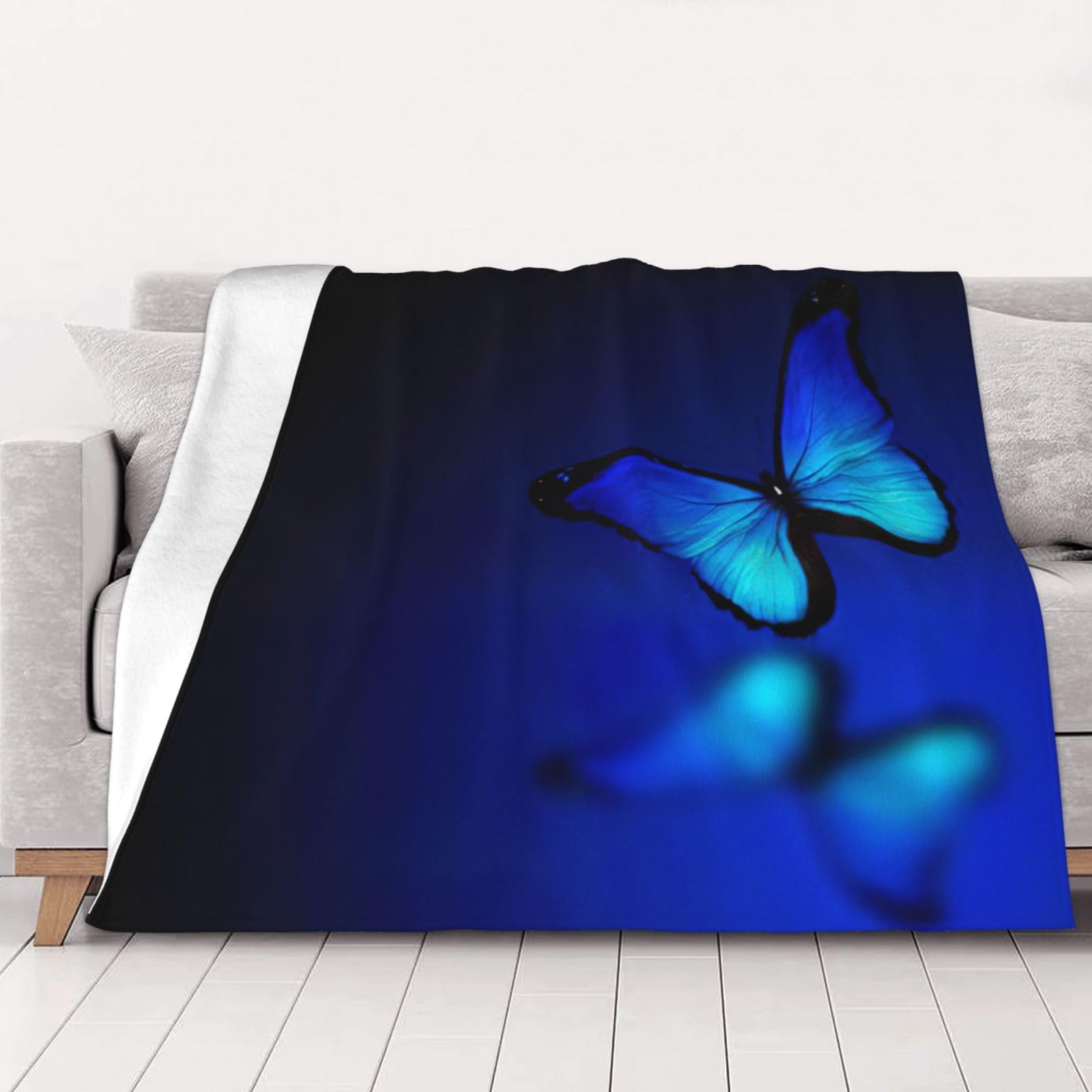 Couverture flanelle légère bleu papillon plaid camping chaud doux