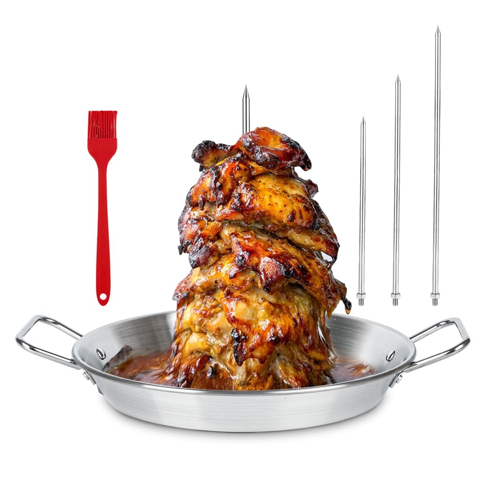 Vertical Skewer Pan Stainless Steel Gyro Spit Shawarma Stand for oven