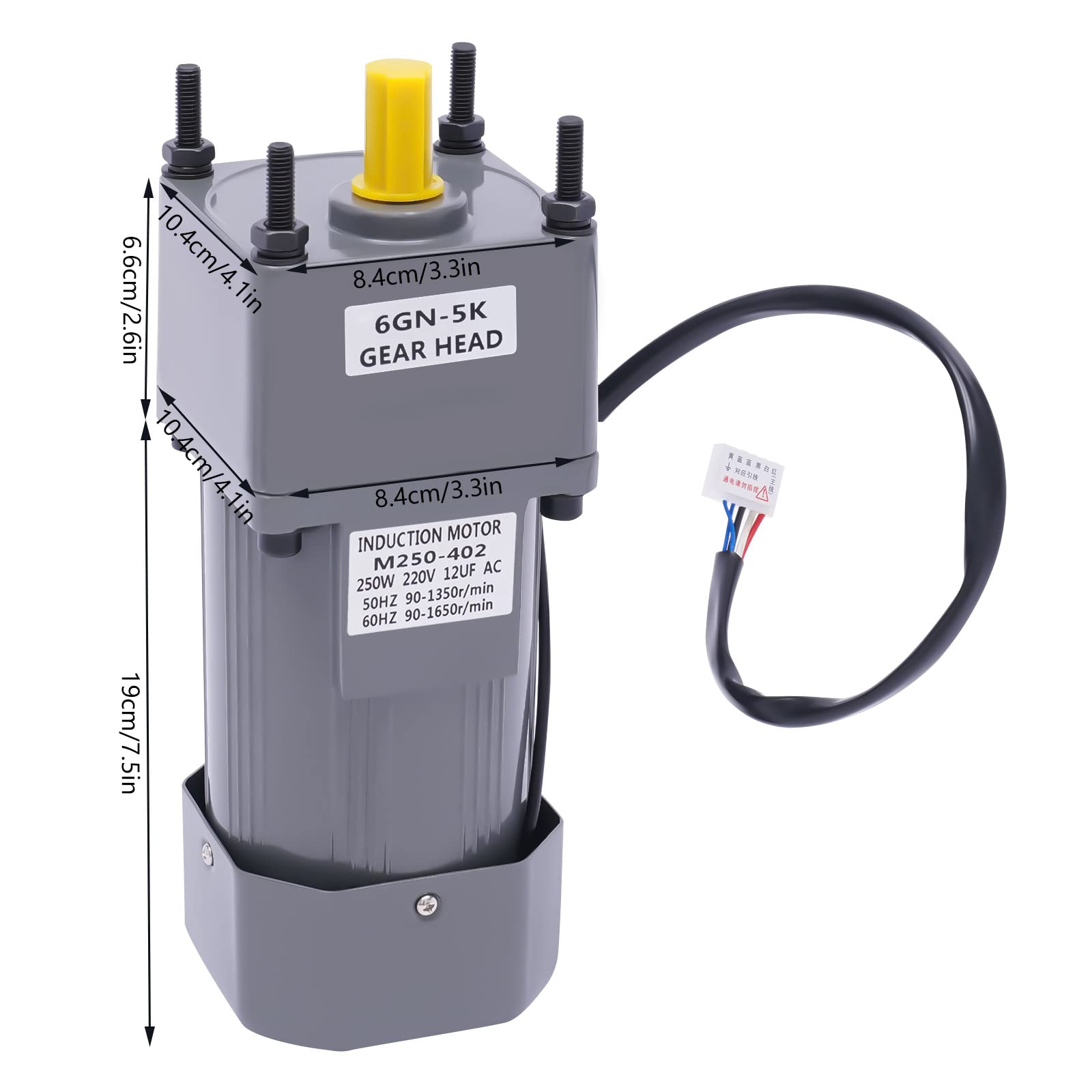 Silnik przekładniowy AC 220 V, 250 W, z regulatorem prędkości obrotowej i uchwytem, prędkość 0-270 obr./min
