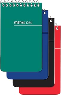 Office Depot® Brand Wirebound Top-Opening Memo Books, 3" x 5", 1 Hole-Punched, College Ruled, 60 Sheets, Assorted Colors (No Color Choice), Pack Of 12