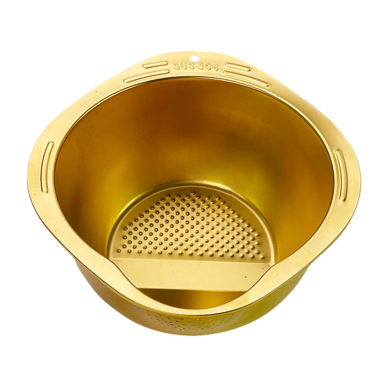 Bol de lavage de riz en acier inoxydable or pour égouttage des légumes