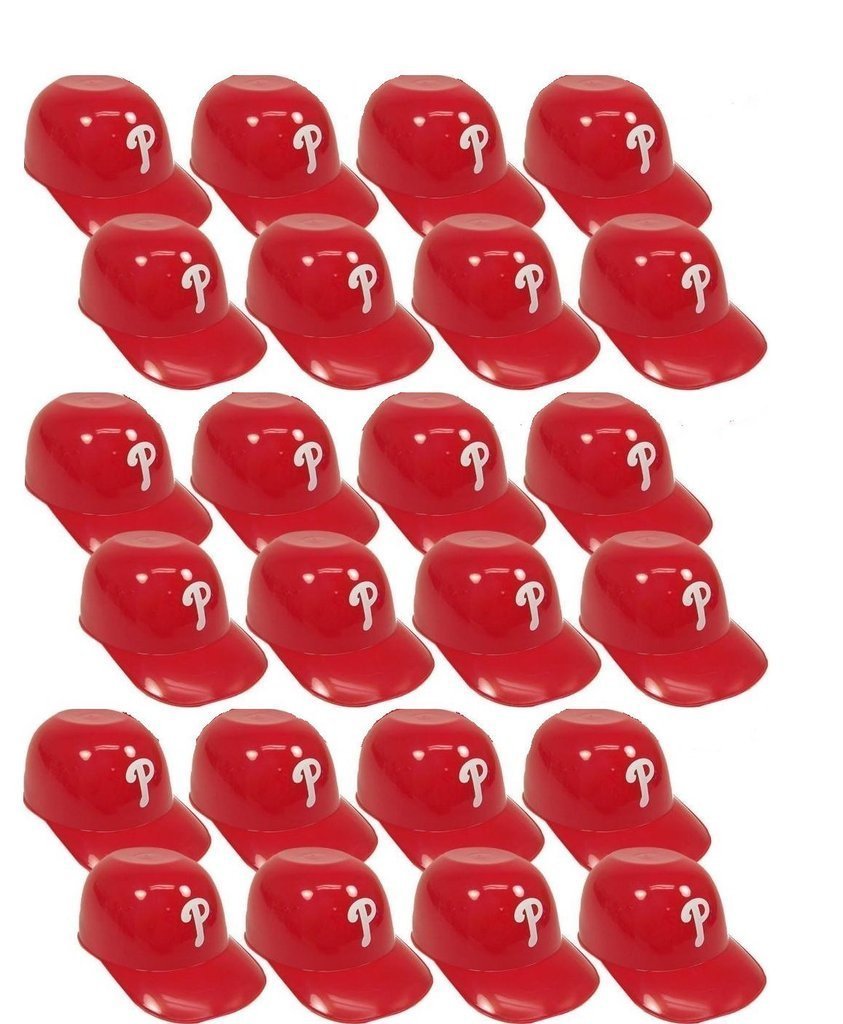 MLB Mini Batting Helmet Ice Cream Sundae/Snack Bowls, Phillies - 24 Pack