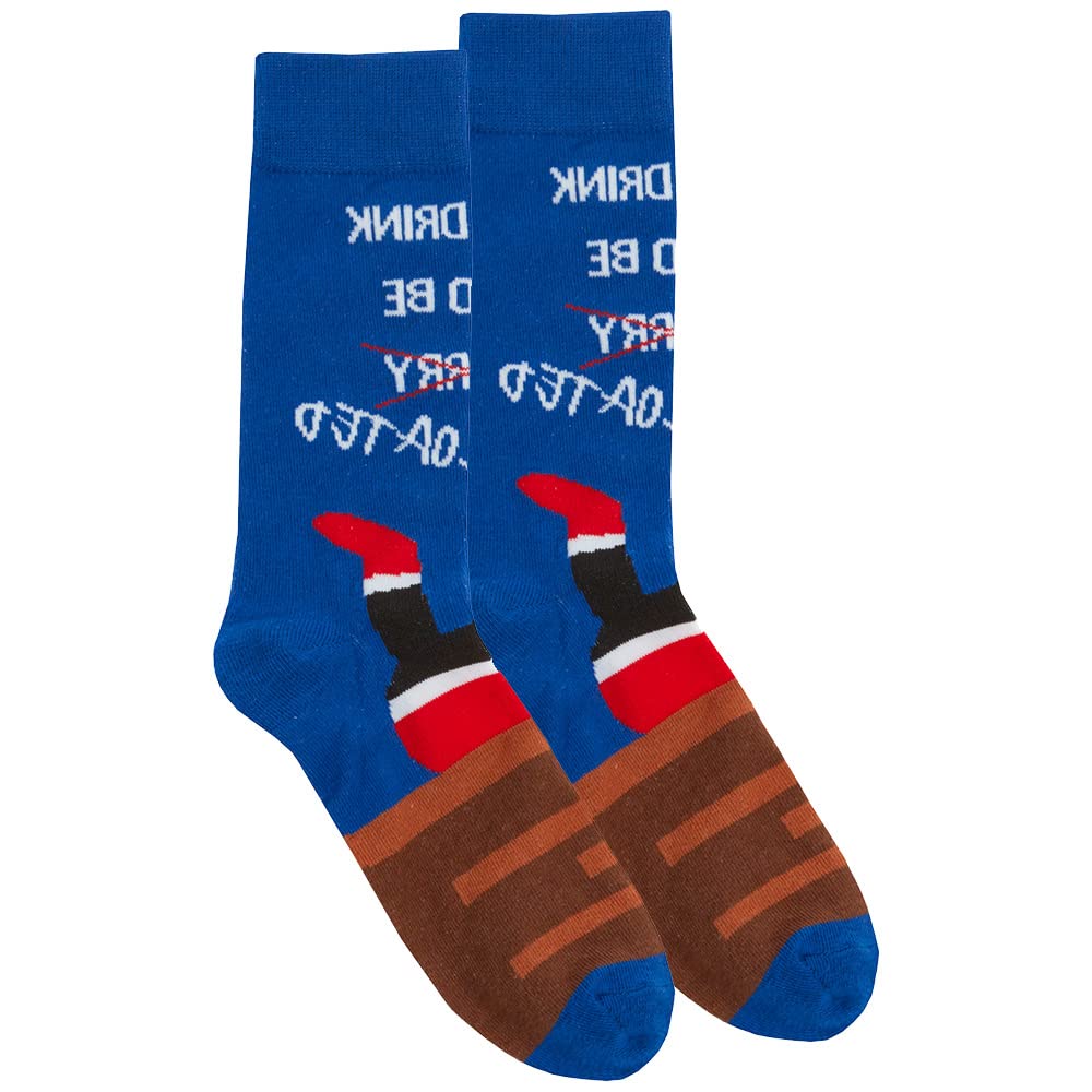 Metzuyan Men's Eat Drink - 1 Pair Novelty Cotton Rich Xmas Christmas Rude Funny Slogan Socks Mid Calf Size Uk 6-11