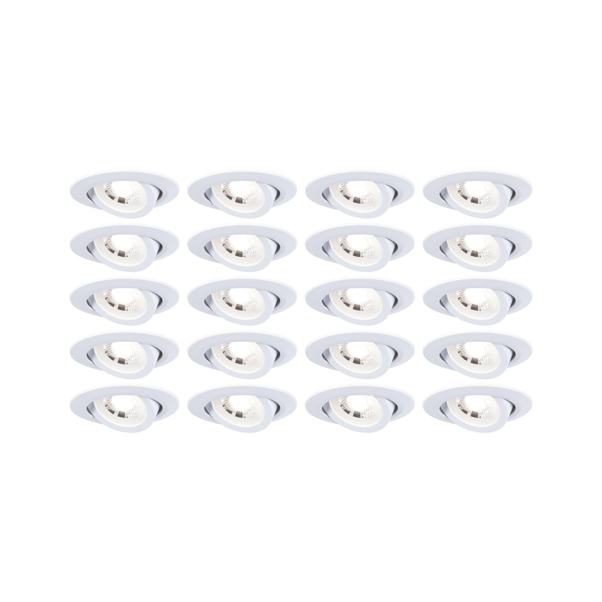 Paulmann 99997 LED recessed luminaire 20-Pack swivelling 82mm 70° 20x4.8W 20x450lm 230V 3000K matt White