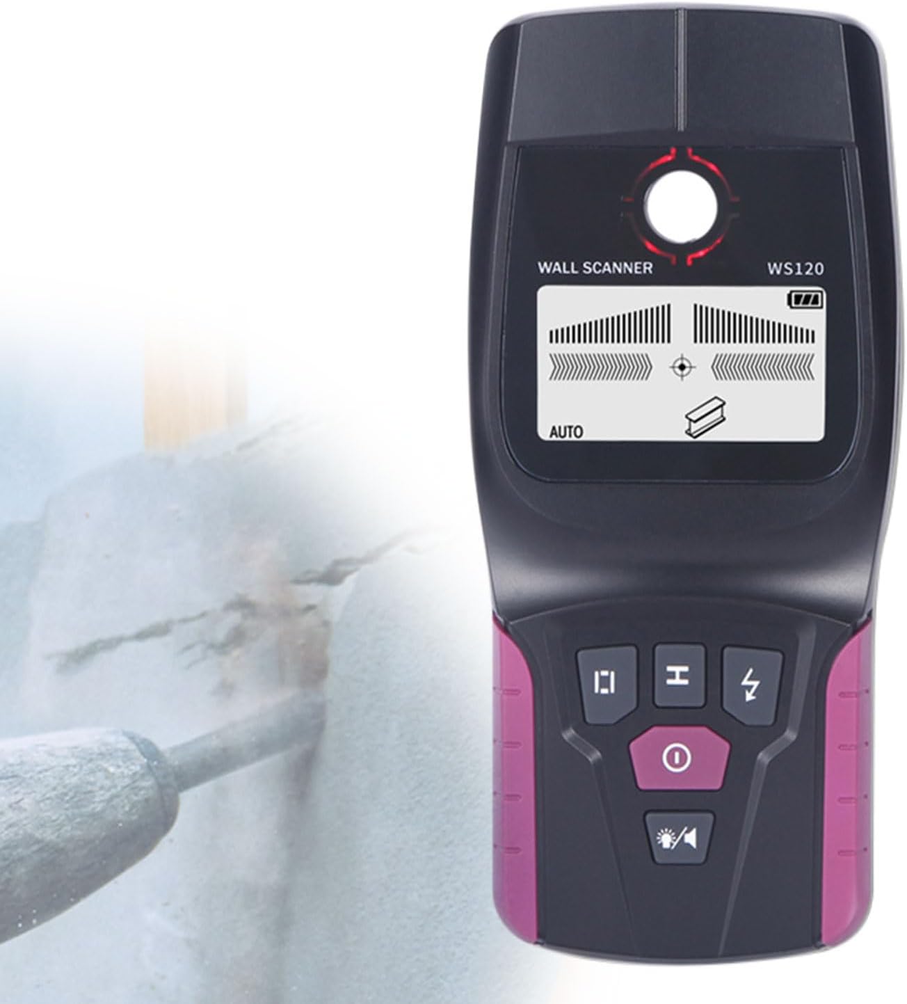 Portable Wall Detector, Automatic Calibration Stud Finder with Digital LCD Display, Maximum Depth 110mm, Wall Metal Sensor for Steel Bars, Wooden Beams, PVC, Wires, Iron Pipes