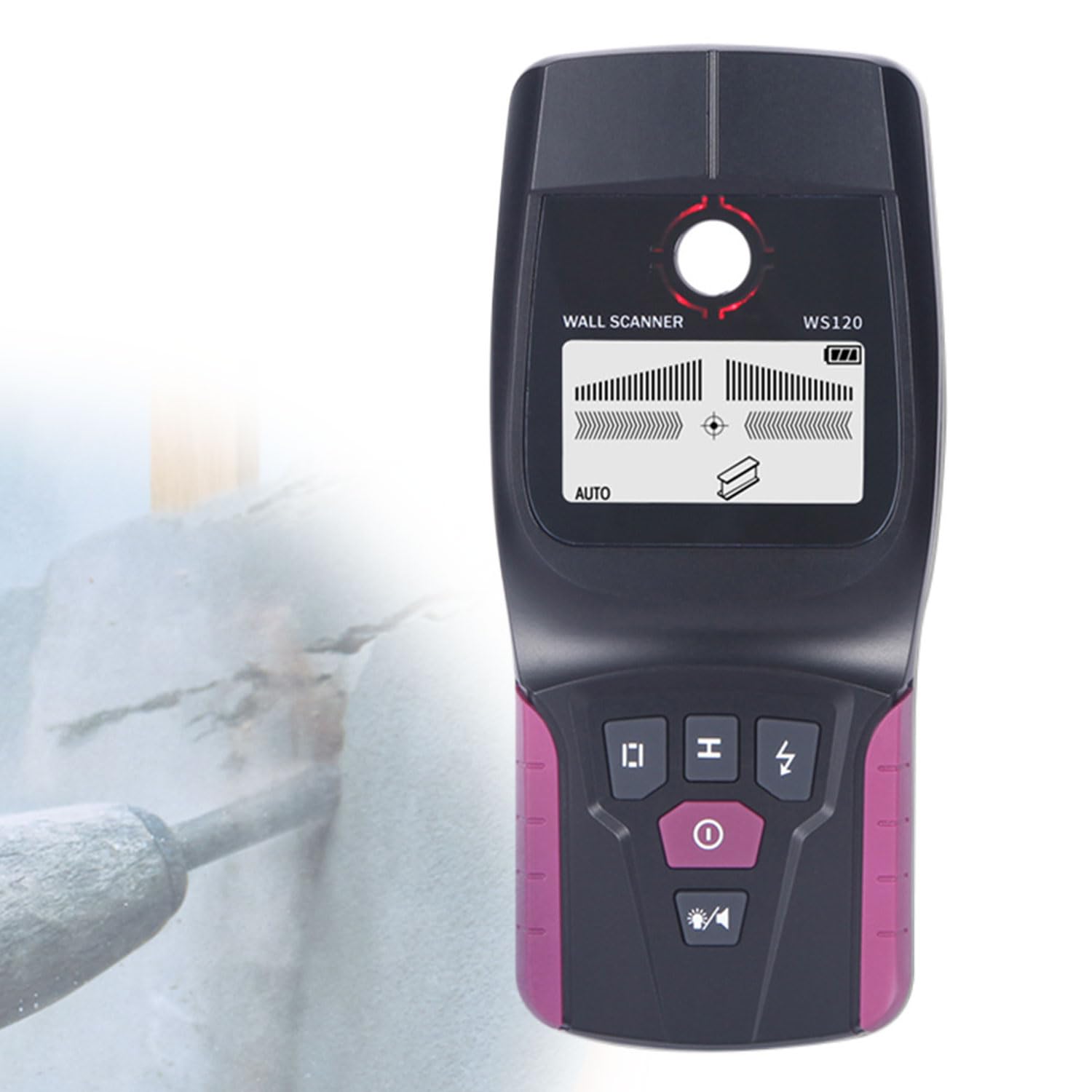 Przenośny wykrywacz ścienny, automatyczna kalibracja z cyfrowym wyświetlaczem LCD, maksymalna głębokość 110 mm, metalowy czujnik ścienny do prętów stalowych, drewnianych belek, PVC, drutów