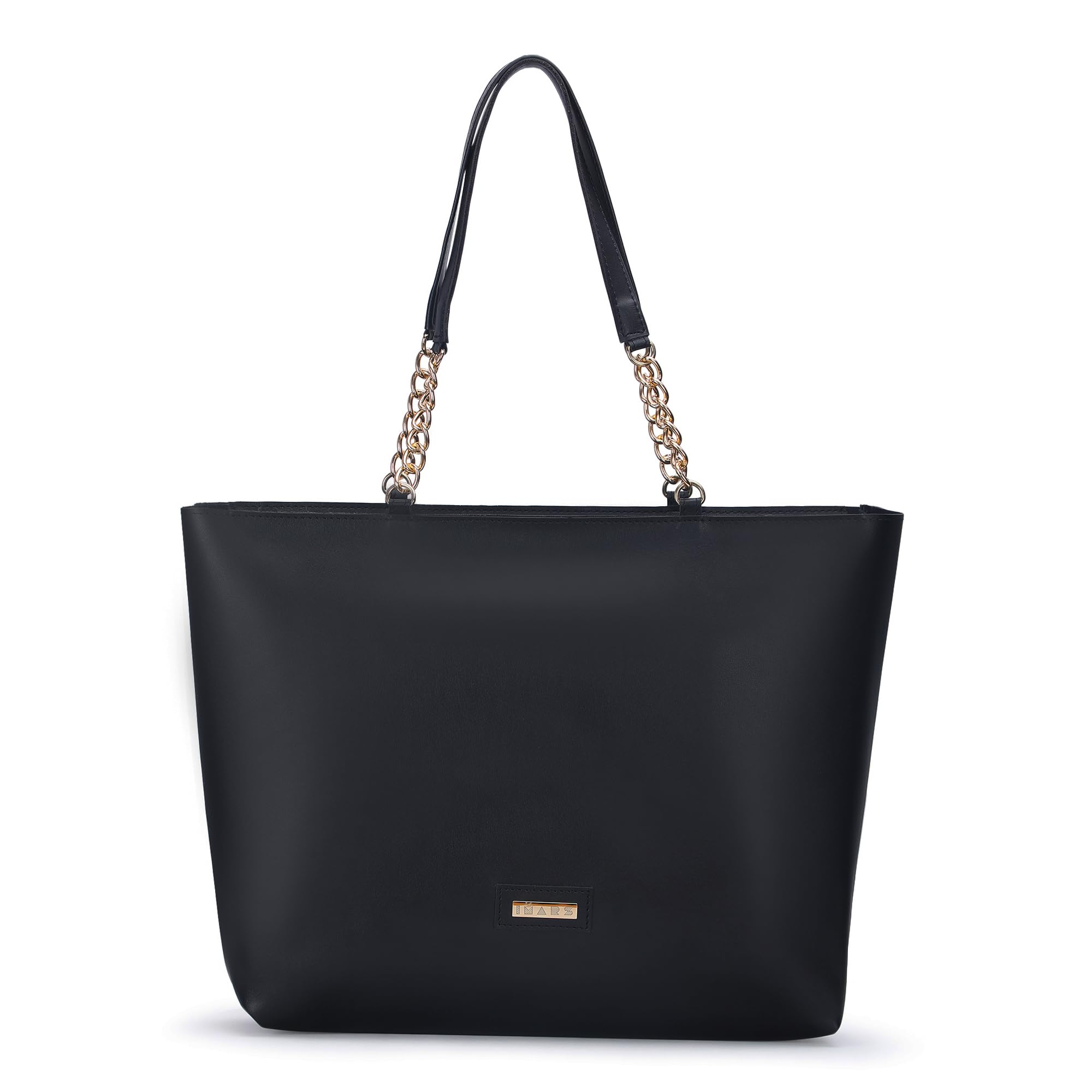 Women’s Large Black Tote Bag with Chain Strap | Stylish Vegan Leather Ladies Handbag | Spacious Shoulder Tote for Office, Travel & Everyday Use-image-18