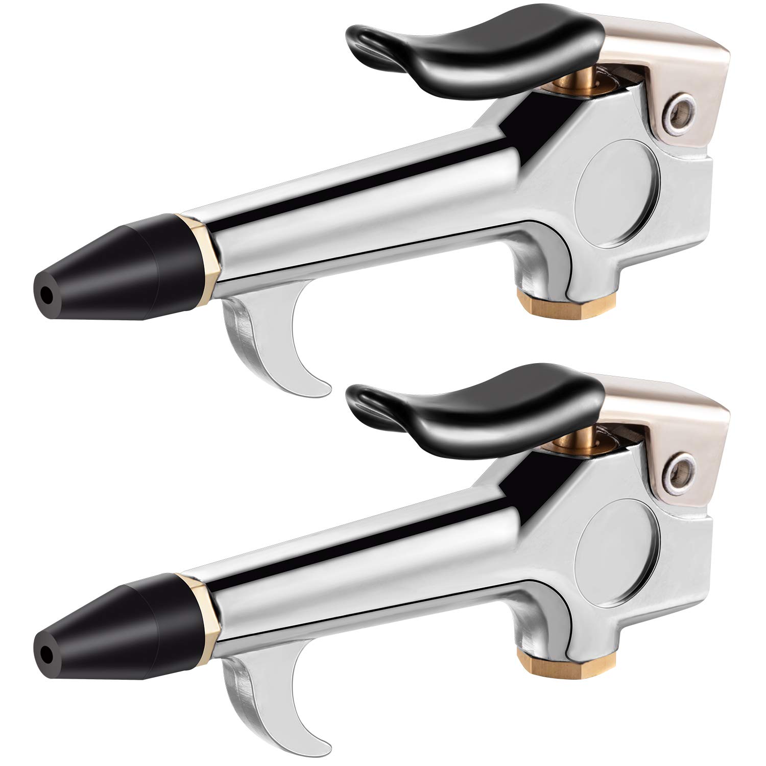 Mudder 2 Pieces Lever Style Air Blow Gun with Rubber and Safety Tip Nozzles for Home Garage Shop Industrial(Black)