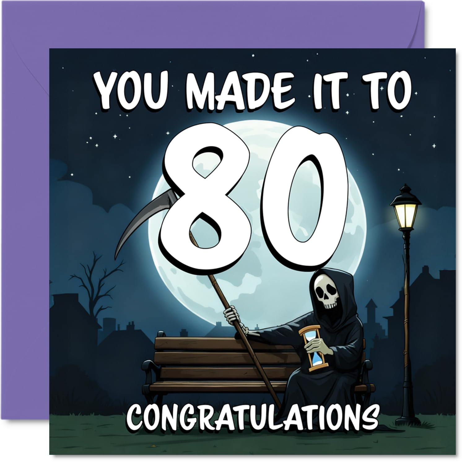 80th Birthday Cards for Men Women - You Made It To - Happy Birthday Card for 80 Year Old Man Woman Grandad Auntie Nanny Nan, 145mm Bday Greeting Cards