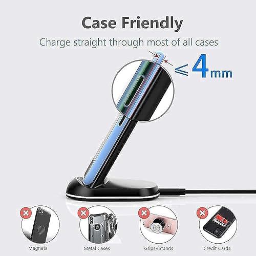 Miniatura 6 de Yootech Paquete de 3 cargadores inalámbricos con almohadilla y soporte