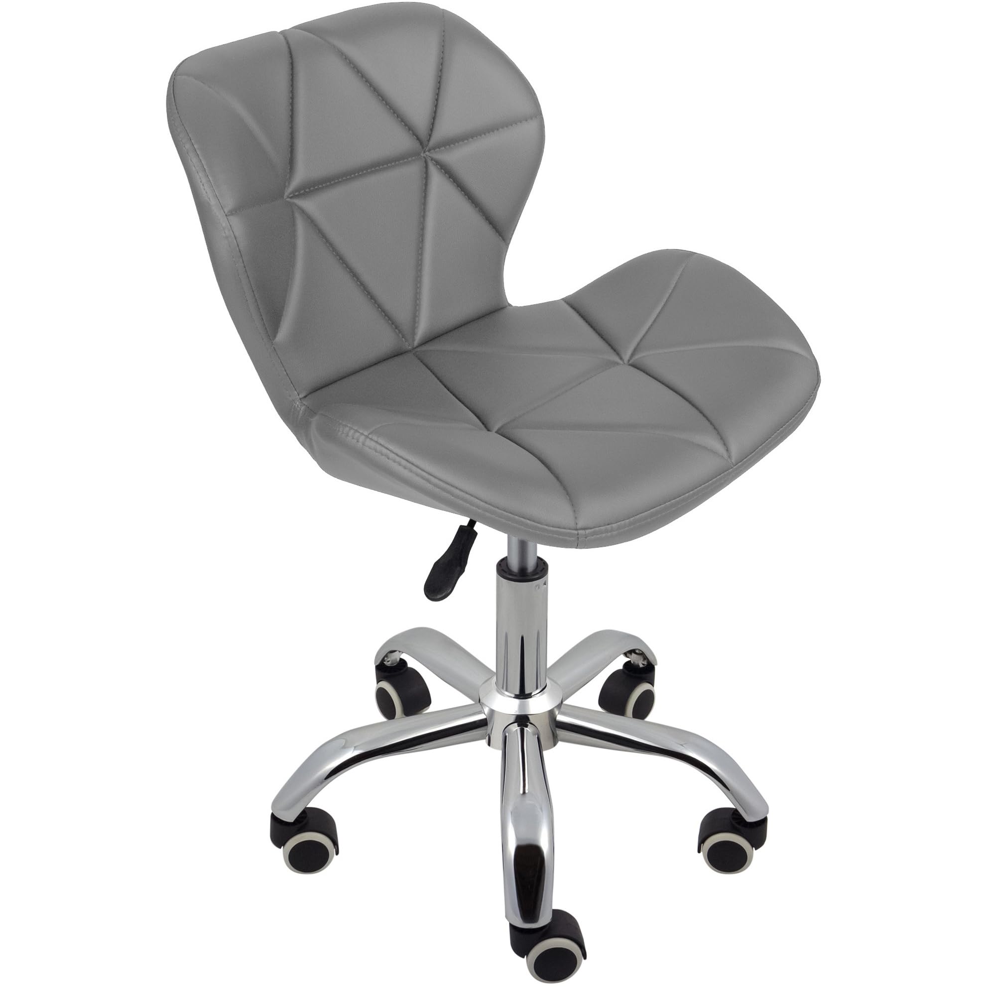 Charles Jacobs Home Office Swivel Computer Desk Chair with a Height Adjustable Chrome base and Wheels - Grey PU