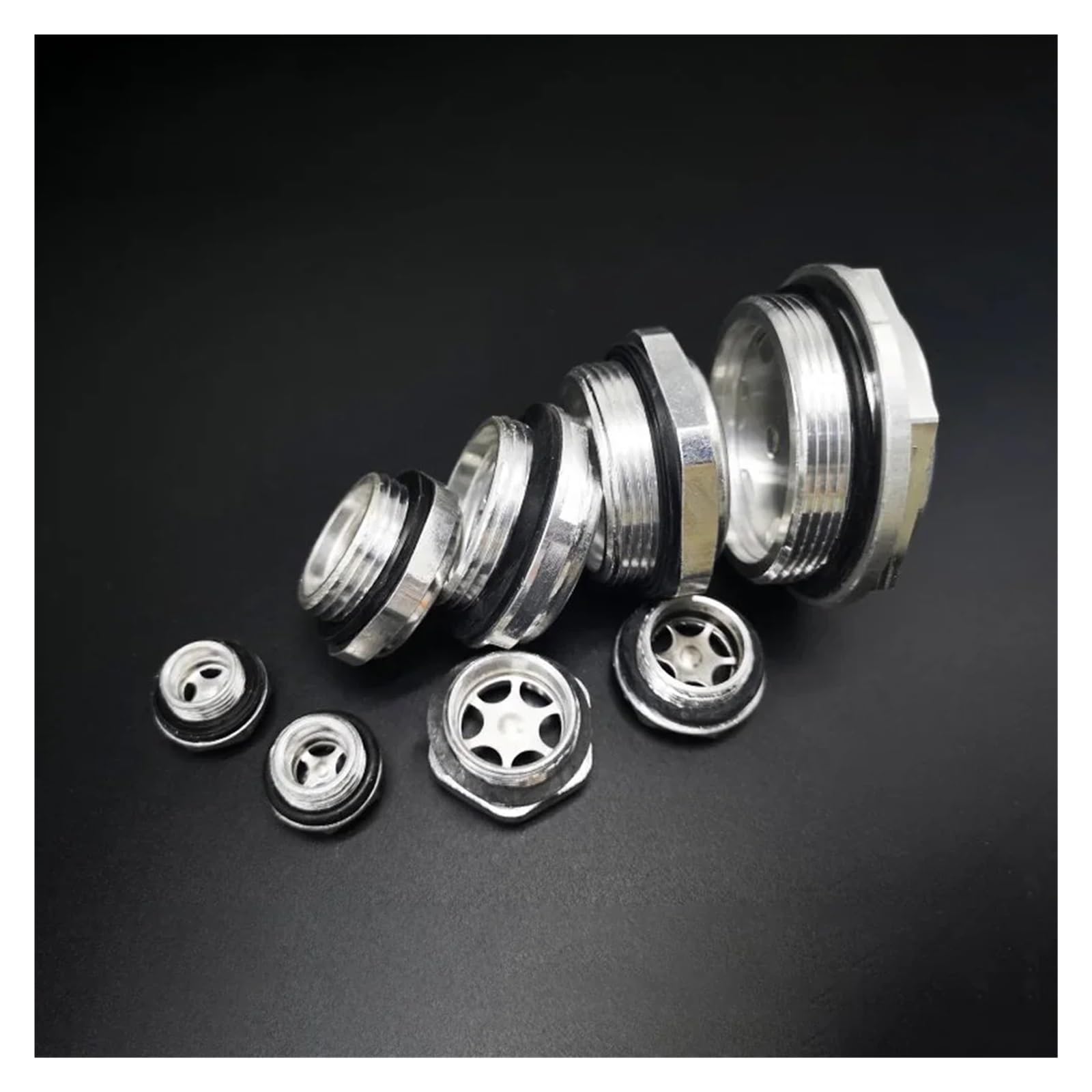M10/12/14/16/20-M60 métrico macho 1/4 "3/8" 1/2 "3/4" 1 "-2" NPT Ventana de vidrio de visión de aceite de aluminio uso for torno de compresor de aire(5 pcs,BSPP 1-1I4 Inch)