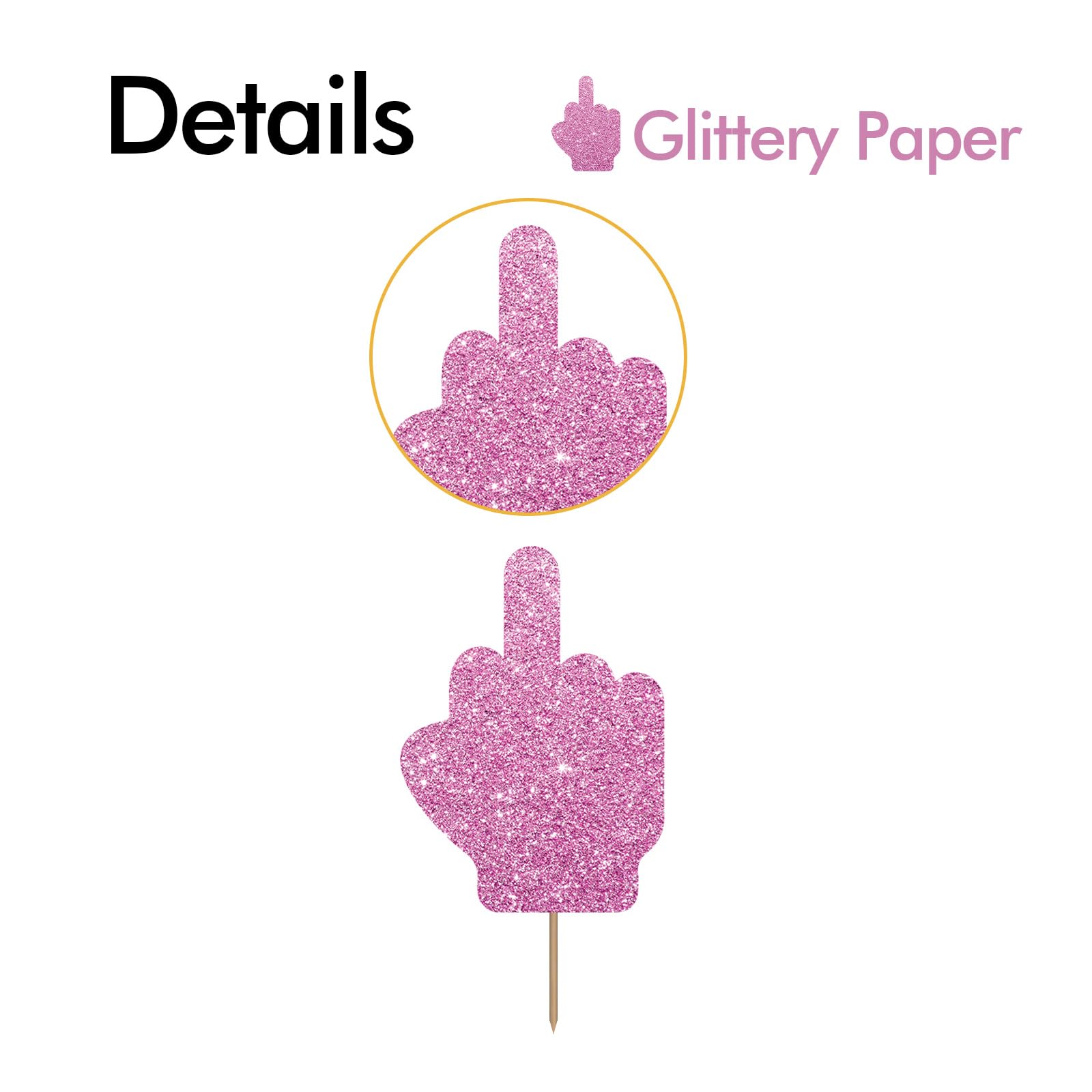 24 Stück Mittelfinger Cupcake-Topper – Gold Glitter, Für Scheidungs- & Geburtstagspartys