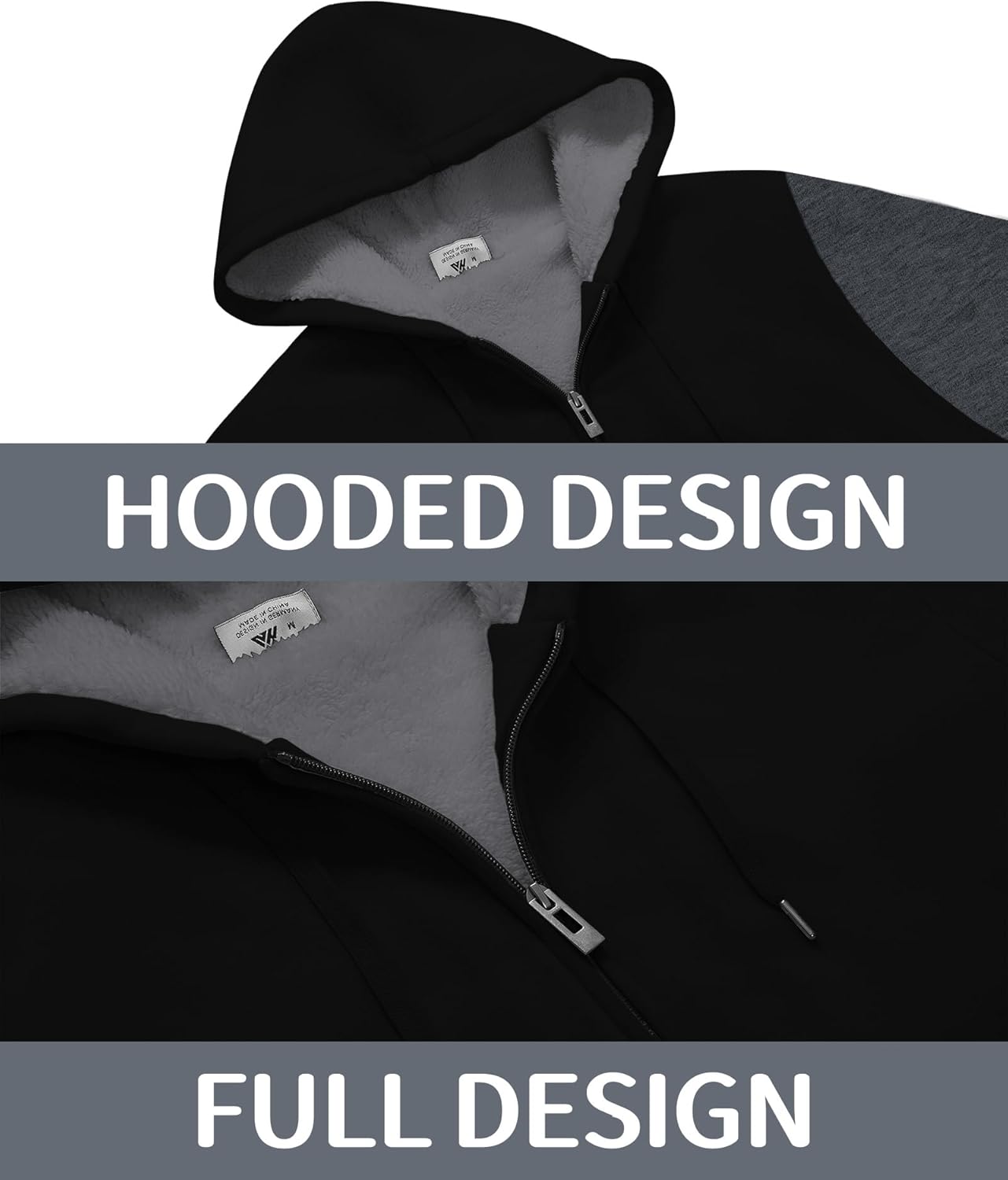 JACKETOWN Mens Fleece Hoodies Winter Zip Up Fleece Jacket Sherpa Fleece Lined Warm Thick Jacket Coat - Image 5