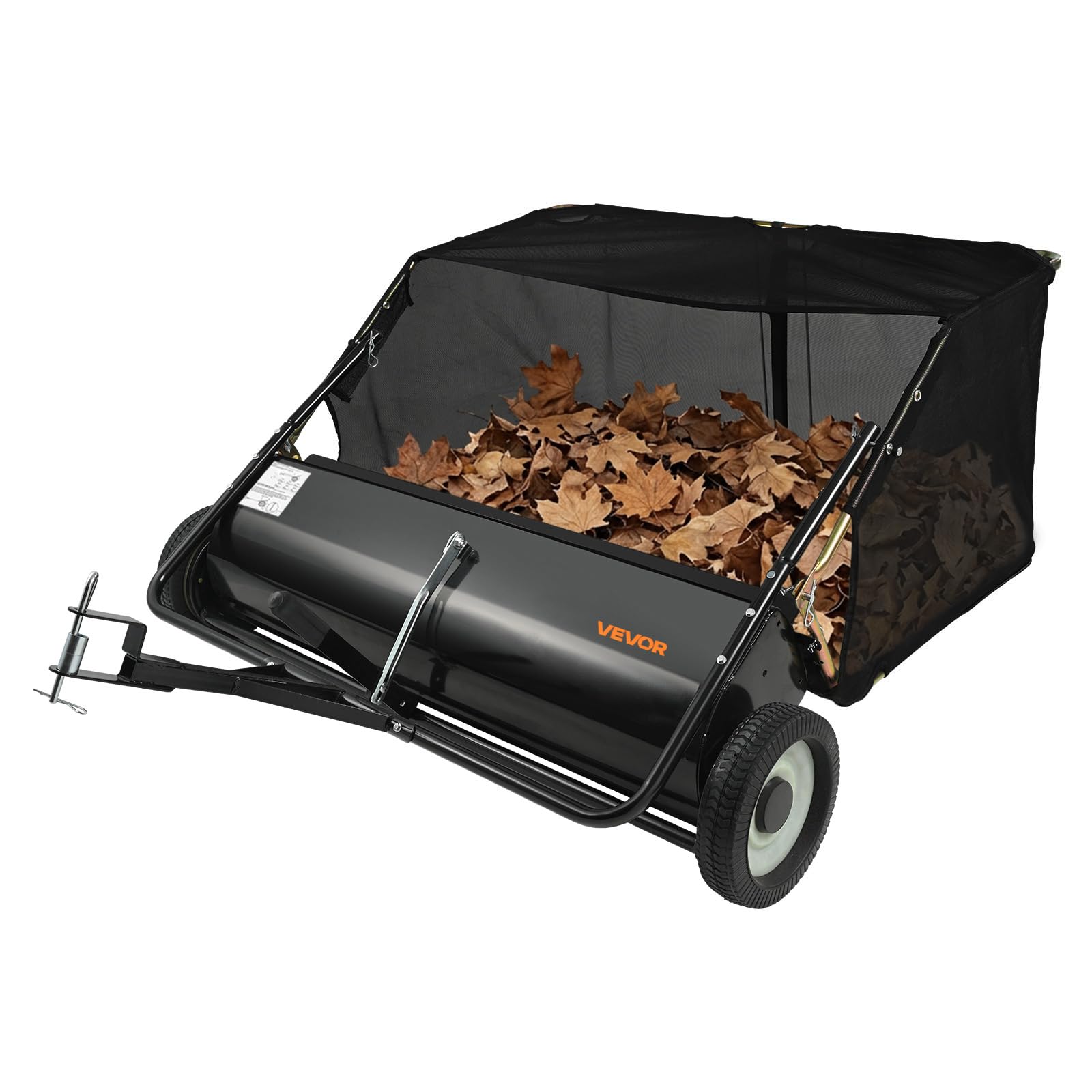 VEVOR Spazzatrice da Giardino Trainata, Spazzatrice per Foglie da 127 cm, Raccoglitore di Foglie ed Erba di Grande Capacità da 736 L con Altezza Regolabile per Cortile, Prato, Fattoria