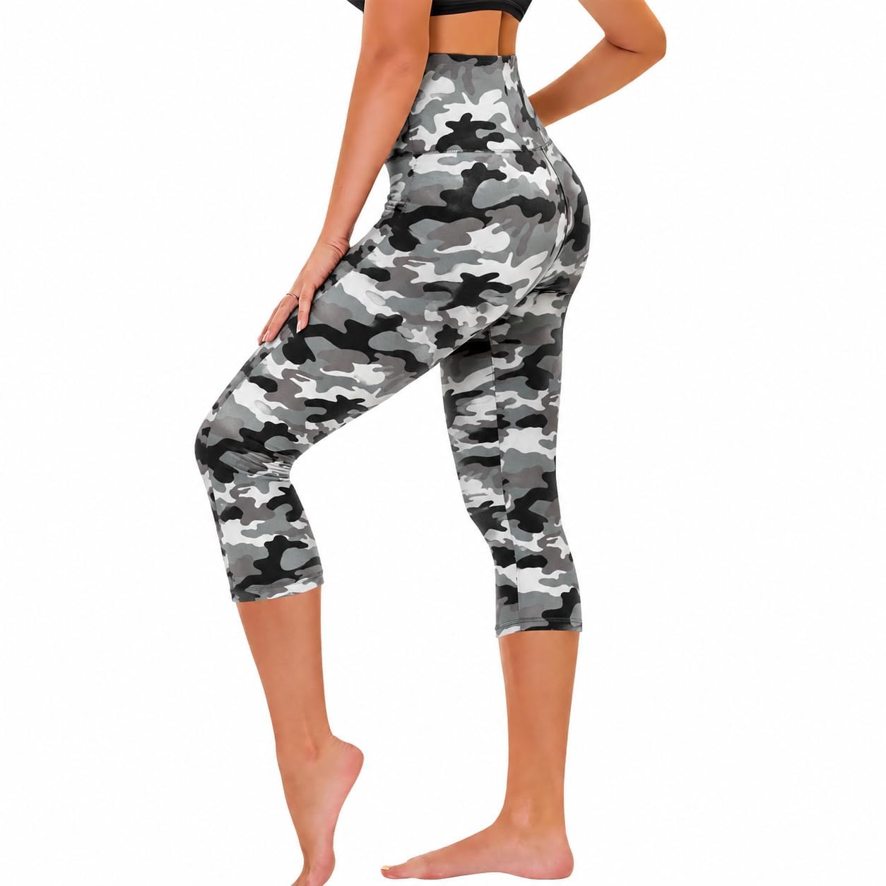 TNNZEET Capri Leggings for Women - Tummy Control High Waisted Soft Yoga Pants for Gym Workout