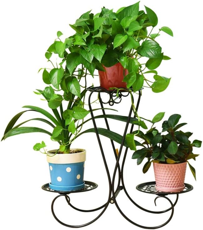 European Wrought Iron Plant Stand Flower Pot Holder for Home Garden Decor - Black