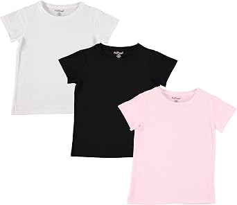 Pink Angel Girls 3-Pack T-Shirts Premium Cotton Comfort and Style for School, Play, Camp. Sizes 4 to 16, Tee Shirt 3-Pack
