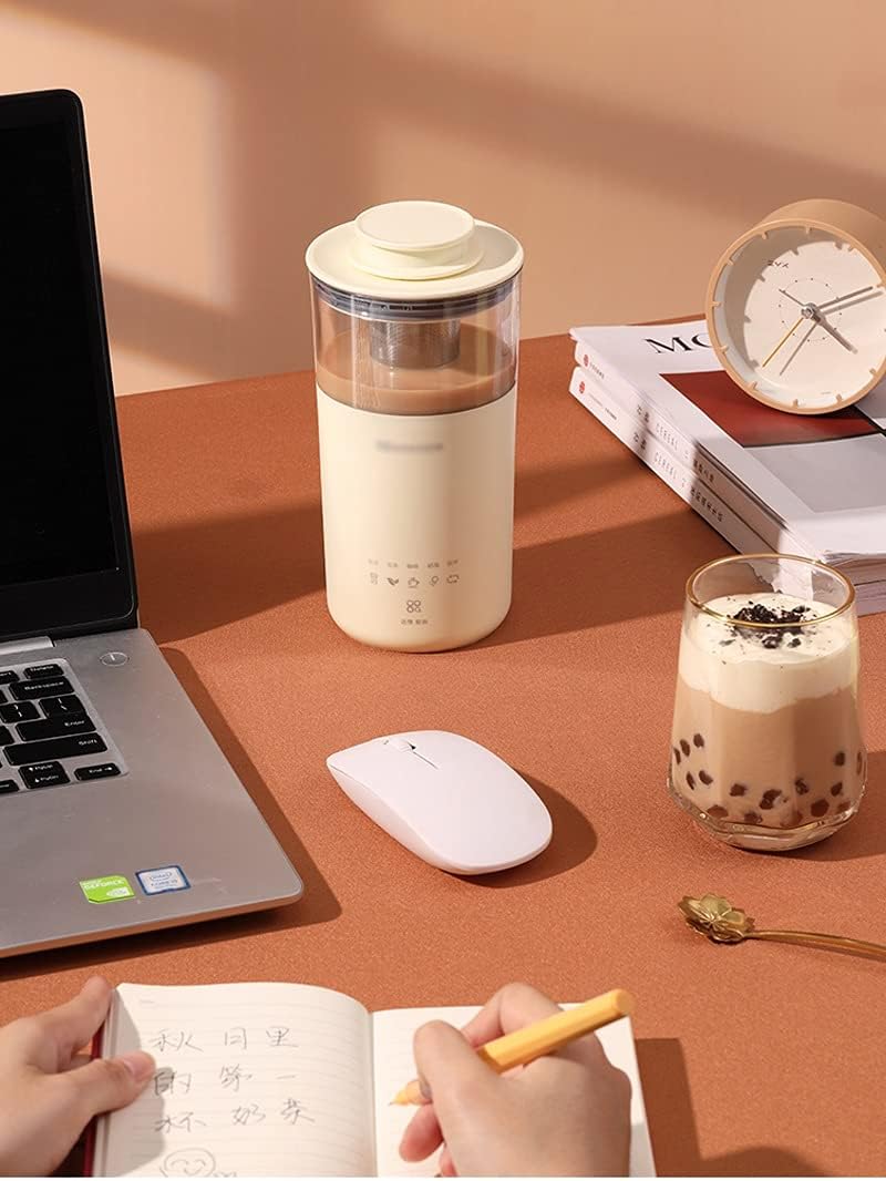 5 in 1 Electric Coffee Maker Multifunction Portable Milk Tea Machine Milk Frother Automatic Tea Maker DIY Milk Tea Coffee 350ml (Green) (White)