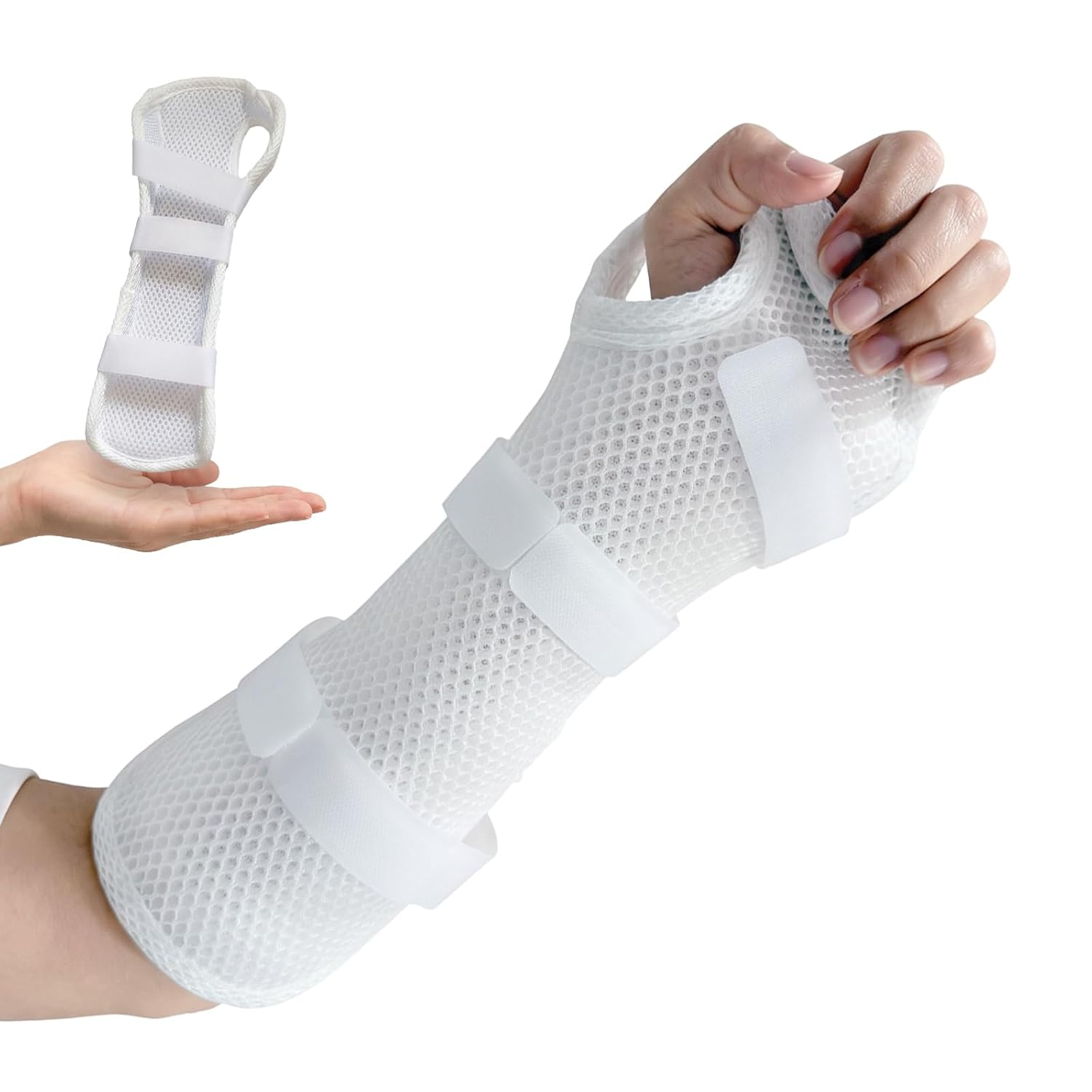 Resting Hand Splint for Carpal Tunnel, Wrist Brace Support with Moldable Thermoplastic - Low-Temperature Customizable Hand Brace for Arthritis, Tendonitis, Sprains - Fits Left or Right Hand Breathable Mesh (Right, Small)