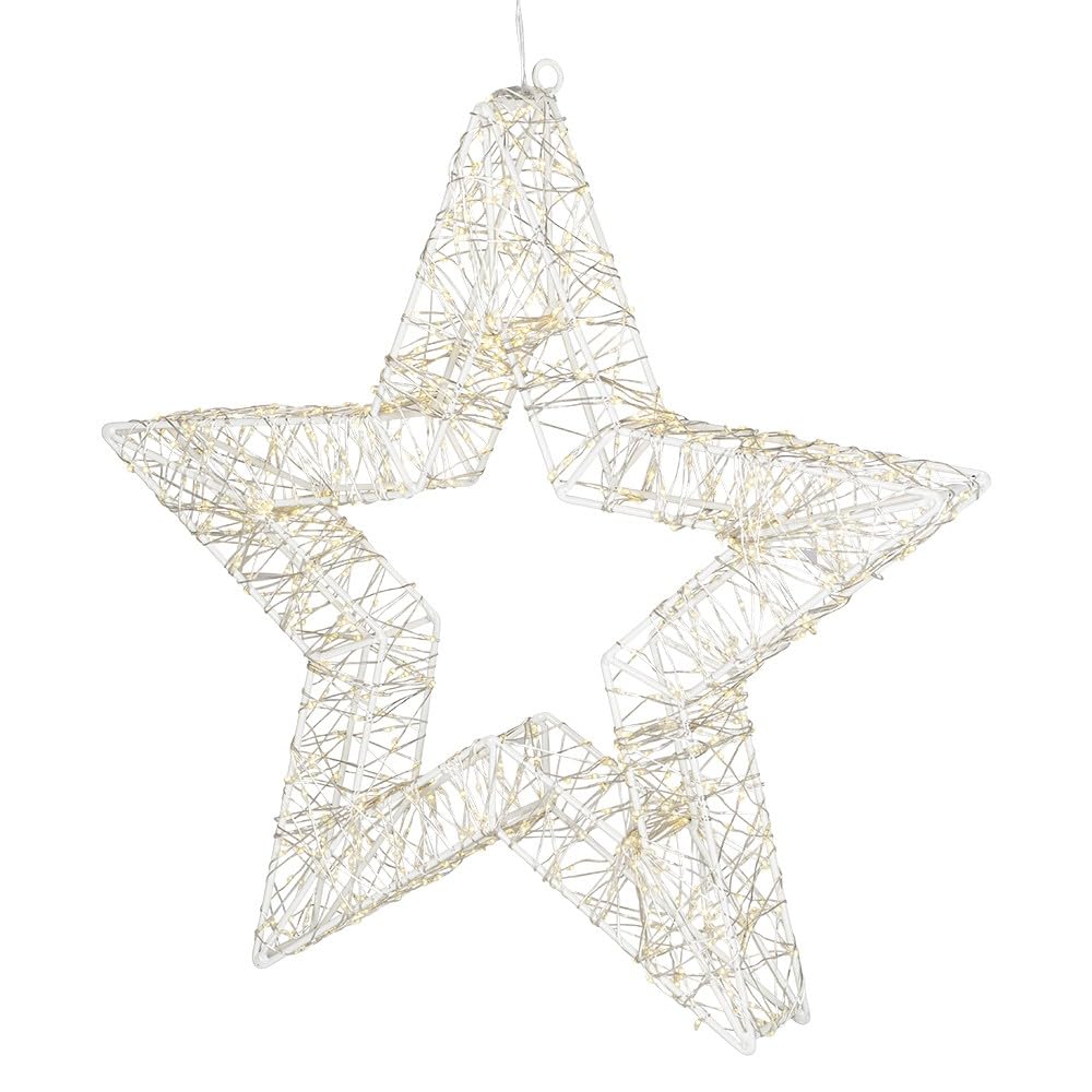 Ideen mit Herz LED-Metall-Stern | weiß | Weihnachts-Licht | Winter-Dekoration | Fenster-Beleuchtung | zum Aufhängen und Aufstellen | 960 warmweiße LEDs | 40,2 cm x 39,5 cm x 4,9 cm