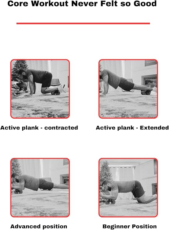 APB Blast Ab Roller, with thick elbow support with resistance spring. Ab workout for Abdonimal and Core strength Exercise. Equipment for a Home Gym and a Home Workout, Red