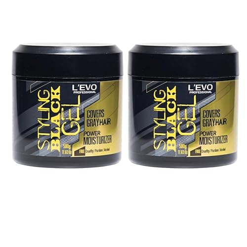 L'EVO PROFESSIONAL Gel de peinado negro, cobertura de cabello gris, hidratante potente, 17.63 onzas, sin alcohol ni parabenos, cubre el cabello gris