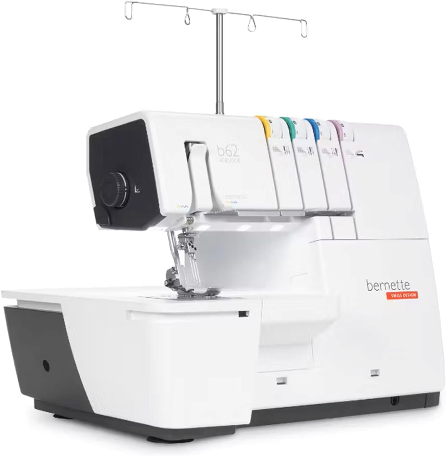 Bernette B62 Airlock Coverstitch Machine Bundle | Air Threader, Thread Needles, Bobbins, LED Light, Extension Table | Heavy Duty, Sewing & Quilting Kit with Tools for Beginner & Professional Use